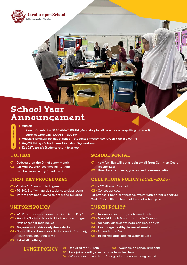 Darul Arqam School Year Annoucement 2025